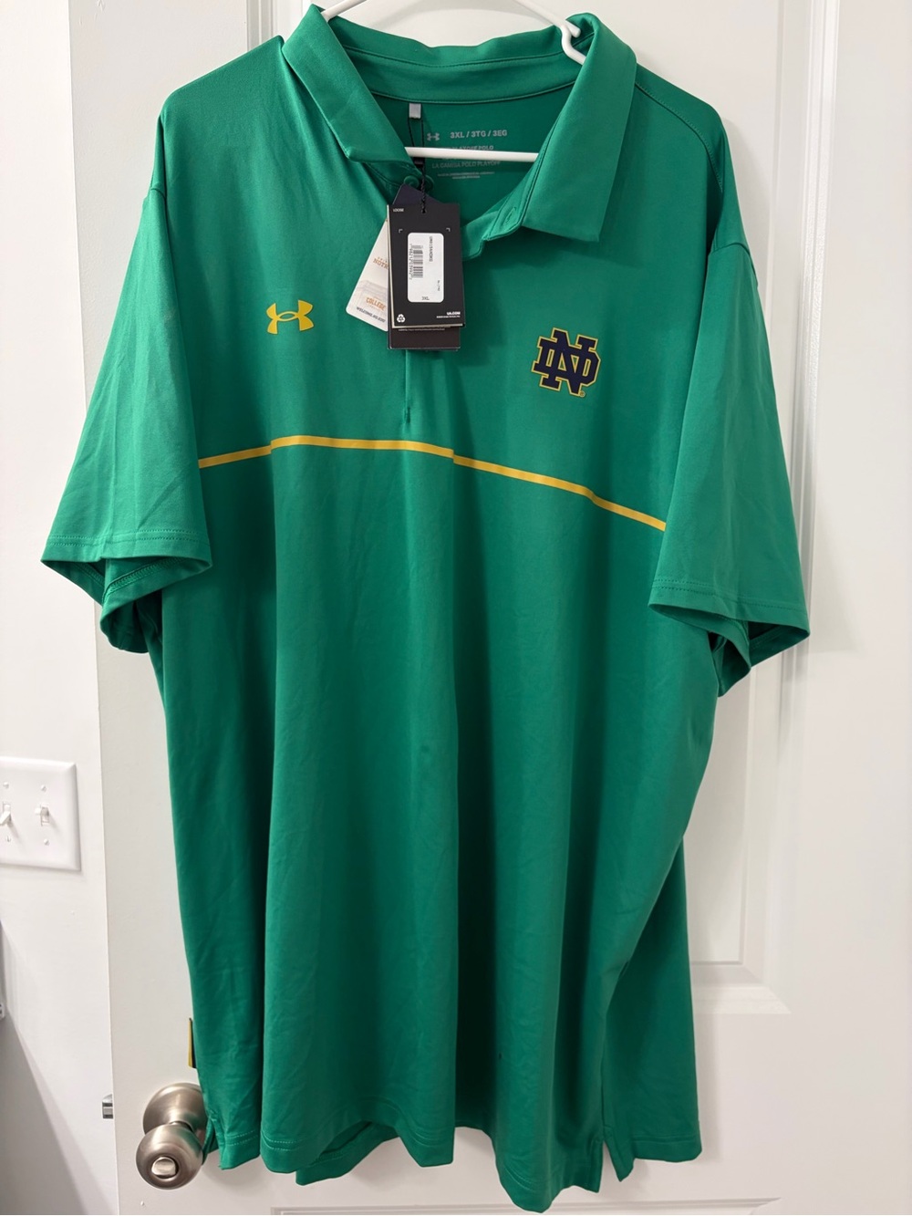 Under Armour Green Polo with Gold Notre Dame Accent